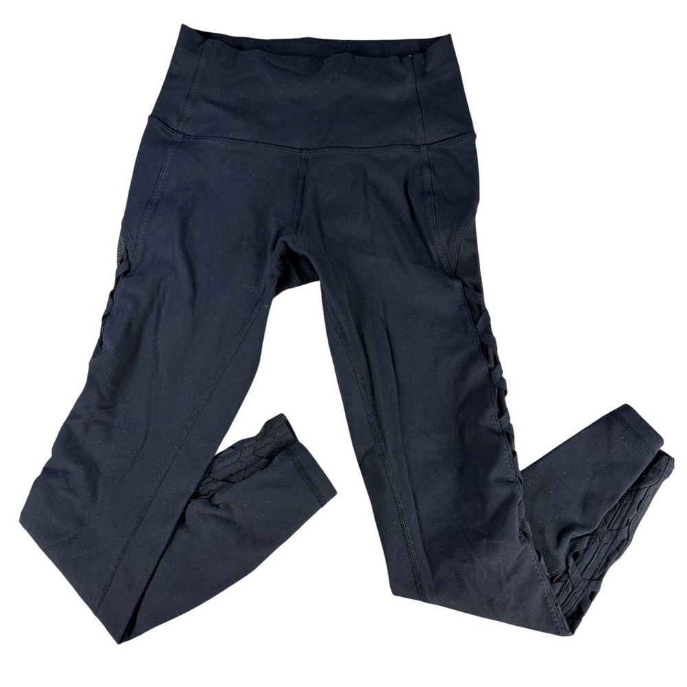 Lululemon High Times Pant Lattice Strappy Leggings Black Size 6 Women Womens